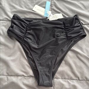 Cupshe Black Ruched High-Waisted Bikini